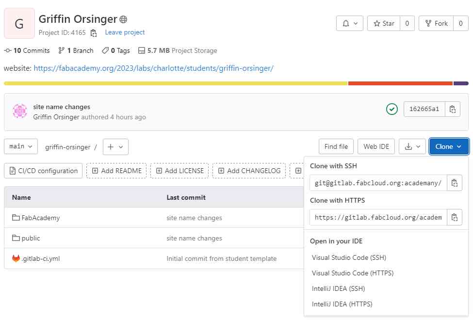 Week 1 Project Management Griffin Orsinger Fab Academy